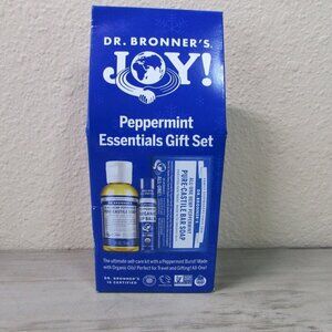 Dr. Bronner's Peppermint Essentials Gift Set Castile Bar Soap, Lip Balm, Liquid